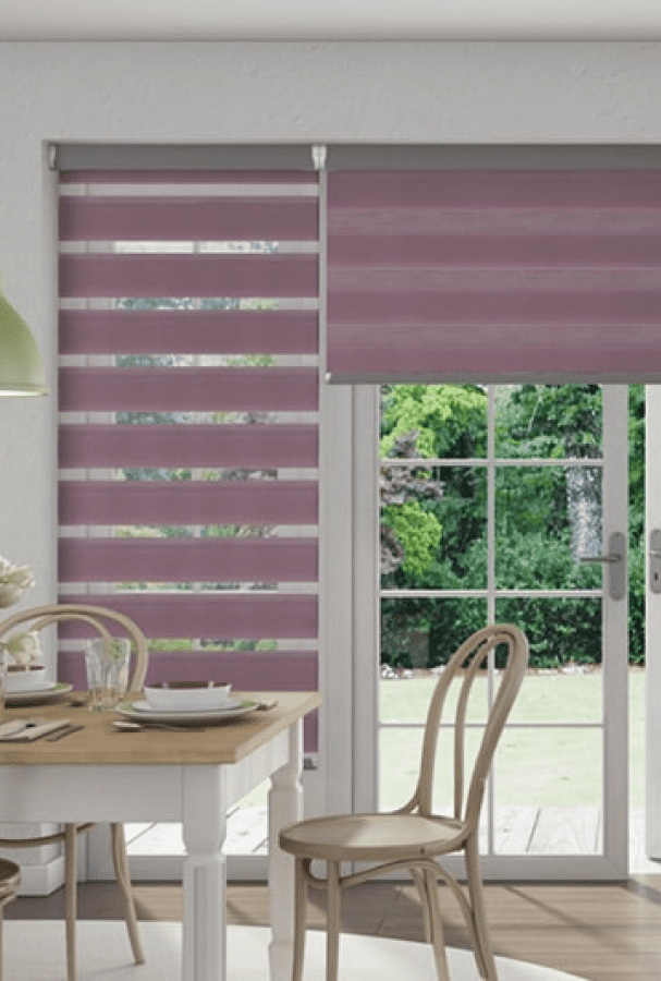 Purple striped roller blinds