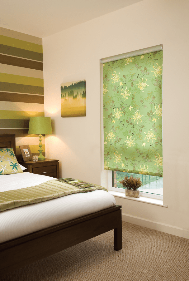 Green Pattern Bedroom Blinds