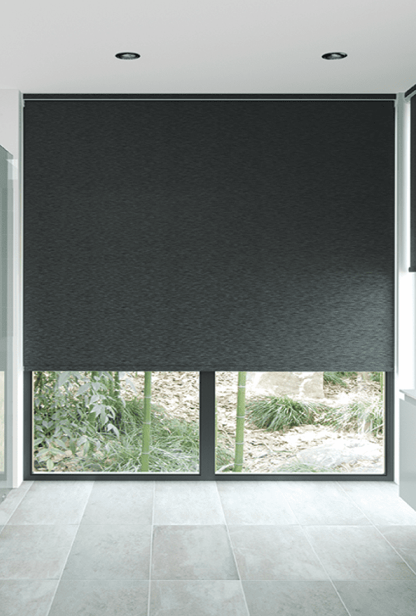bathroom with a blackout blind