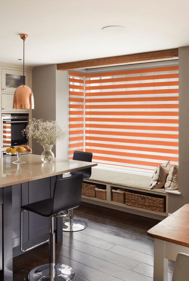 Orange striped roller blinds