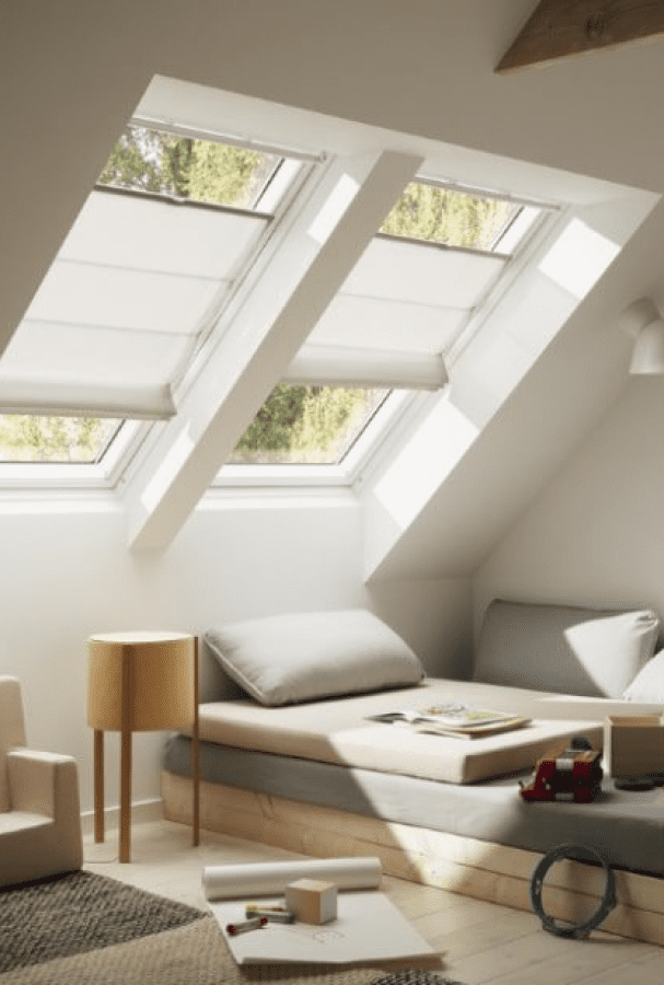 White skylight window blinds