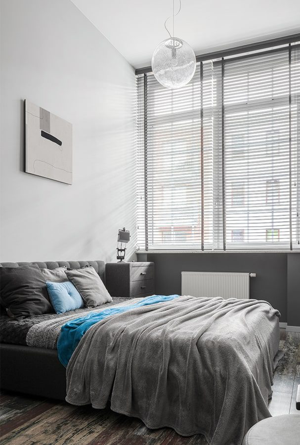 grey bedroom blinds