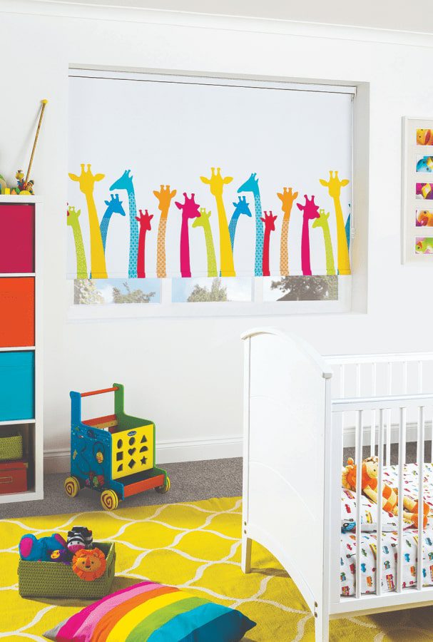 Giraffe Roller Blinds in a Children's Bedroom