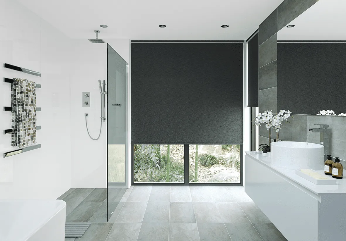 Black Bathroom Roller Blinds