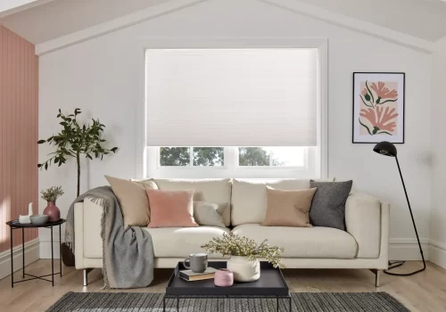 White Blackout Blinds in a Living Room