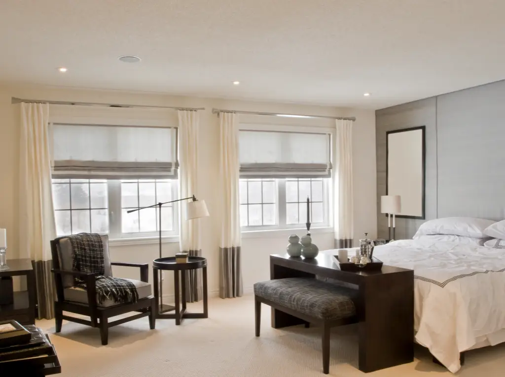Bedroom Roman Blinds and Curtains