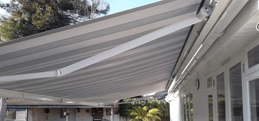 Awning over a hot tub