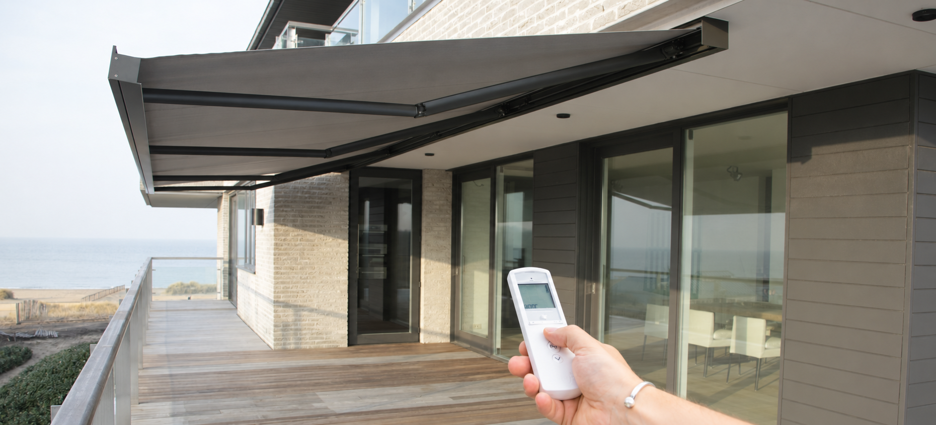 Remote controlled awning