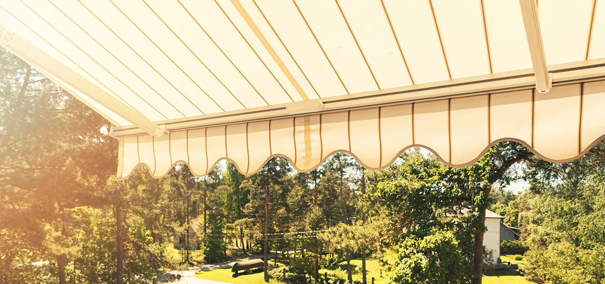white stripped awning